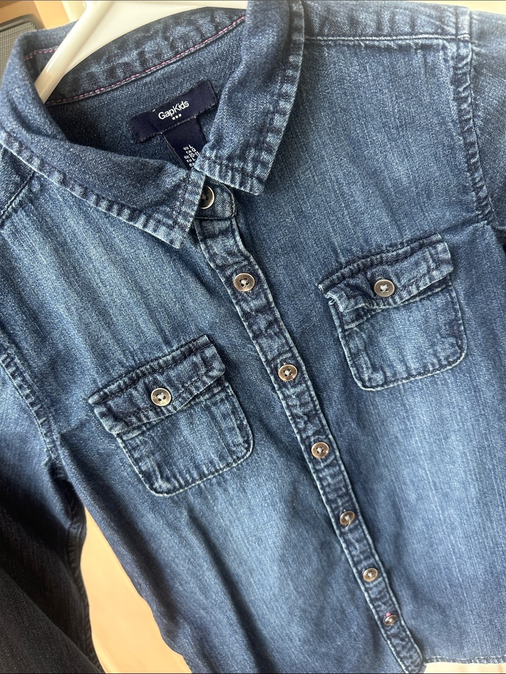 GAP Girls Denim Button-Down Shirt with long Cardigan - Picture 4 of 10